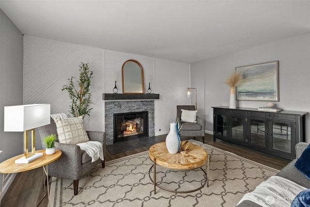 11620 28th St NE, Lake Stevens, WA 98258 - living area featuring wood finished floors and a fireplace