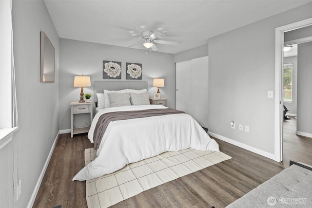 11620 28th St NE, Lake Stevens, WA 98258 - bedroom featuring wood finished floors and a ceiling fan