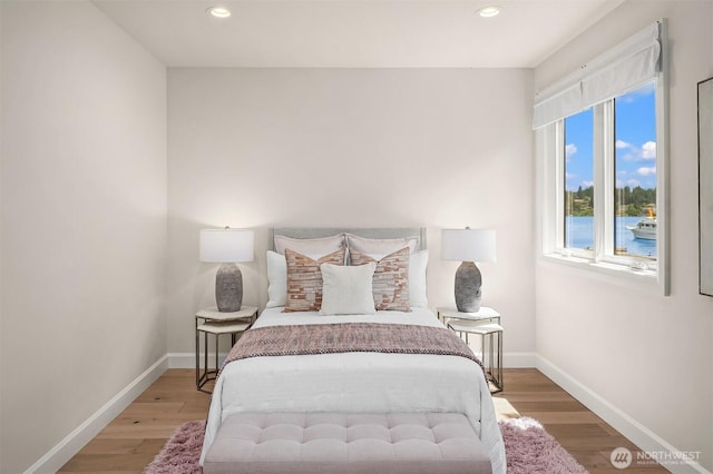 8620 N Mercer Way, Mercer Island, WA 98040 - bedroom with recessed lighting, baseboards, and wood finished floors