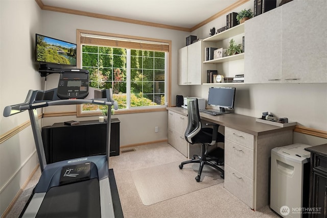 21505 30th Ave SE, Bothell, WA 98021 - home office featuring ornamental molding, light colored carpet, and baseboards