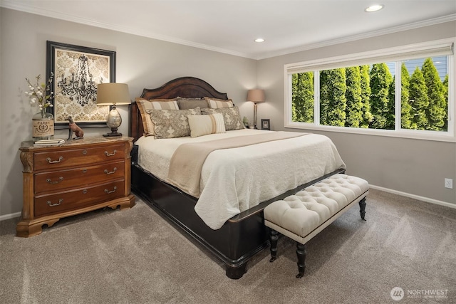 21505 30th Ave SE, Bothell, WA 98021 - bedroom with carpet, baseboards, recessed lighting, and ornamental molding