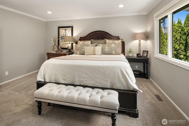 21505 30th Ave SE, Bothell, WA 98021 - carpeted bedroom with baseboards, crown molding, and recessed lighting