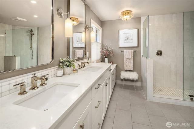 21505 30th Ave SE, Bothell, WA 98021 - full bathroom featuring tile patterned flooring, tiled shower, and double vanity