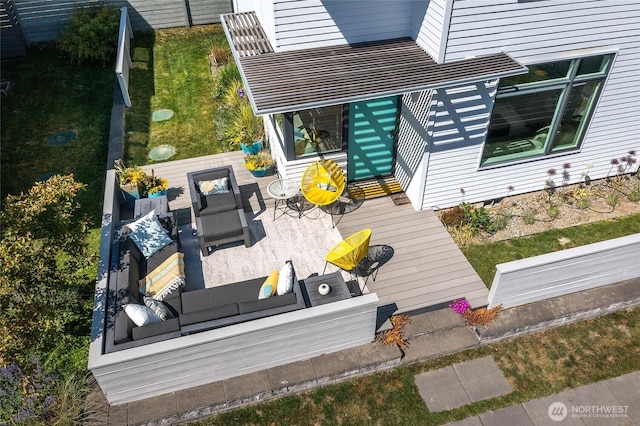 430 Prune Aly Unit B, Orcas Island, WA 98245 - deck featuring an outdoor hangout area