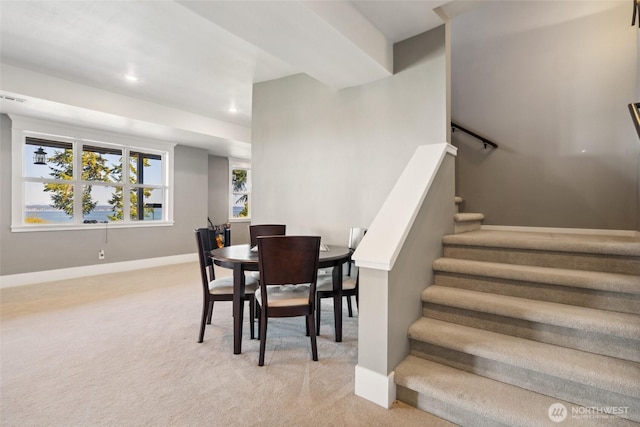 699 Lehman Dr, Camano Island, WA 98282 - dining area with carpet flooring, stairway, baseboards, and recessed lighting