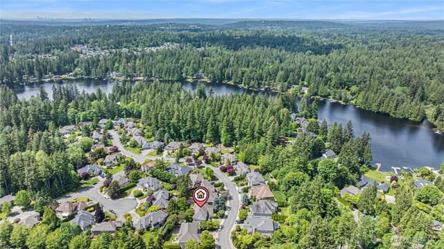 25939 SE 22nd Pl, Sammamish, WA 98075 - aerial view of property's location with a forest, a large body of water, and nearby suburban area