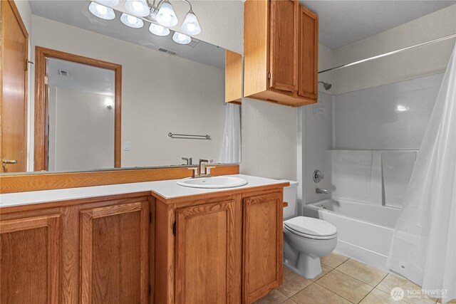 3726 SW 313th St, Federal Way, WA 98023 - full bath with shower / bath combo, tile patterned flooring, vanity, and toilet