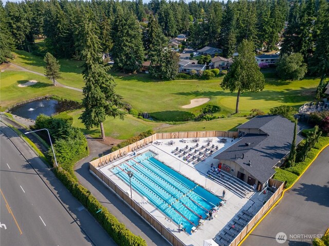 3726 SW 313th St, Federal Way, WA 98023 - bird's eye view of a golf course and a nearby body of water