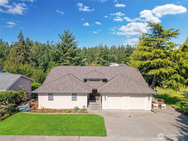 3726 SW 313th St, Federal Way, WA 98023 - view of front of home with a front yard, a garage, asphalt driveway, and a shingled roof