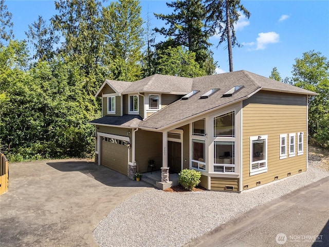 2903 96th St SE, Everett, WA 98208 - view of front of home with asphalt driveway, crawl space, roof with shingles, and a garage
