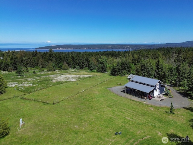 1068 Happy Valley Rd, Sequim, WA 98382 - bird's eye view of a nearby body of water and a heavily wooded area