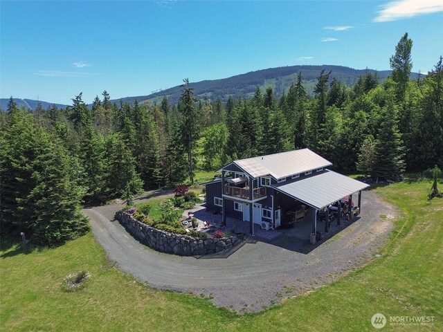 1068 Happy Valley Rd, Sequim, WA 98382 - aerial view of property and surrounding area with a forest and mountains