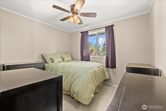 9 199th Pl SE, Bothell, WA 98012 - bedroom featuring light colored carpet, baseboards, ornamental molding, and a ceiling fan