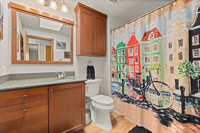 9 199th Pl SE, Bothell, WA 98012 - full bathroom featuring vanity, toilet, wood finished floors, and a shower with shower curtain