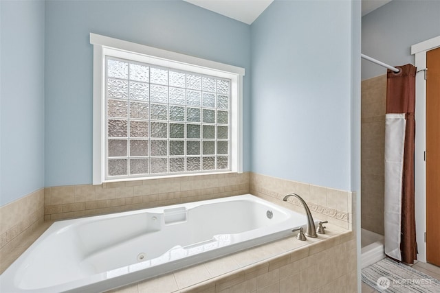 13123 320th Street Ct E, Graham, WA 98338 - full bath featuring healthy amount of natural light, a whirlpool tub, and a tile shower
