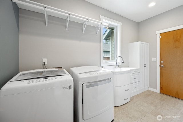 13123 320th Street Ct E, Graham, WA 98338 - washroom with independent washer and dryer, light tile patterned floors, and recessed lighting