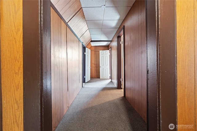 1109 River St, Hoquiam, WA 98550 - hallway featuring carpet flooring and wooden walls
