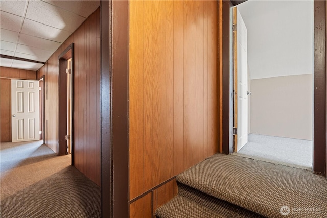 1109 River St, Hoquiam, WA 98550 - hall featuring carpet and wood walls