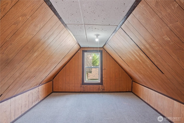 1109 River St, Hoquiam, WA 98550 - bonus room featuring wood walls, lofted ceiling, and carpet