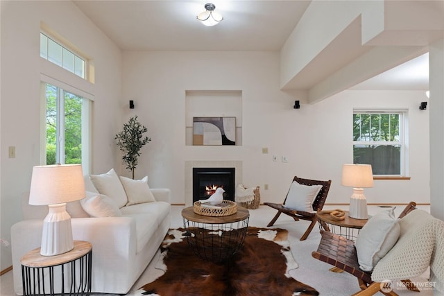 2433 18th St SE, Puyallup, WA 98374 - living room featuring plenty of natural light and a tiled fireplace