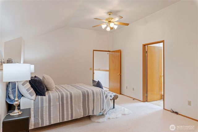 2433 18th St SE, Puyallup, WA 98374 - bedroom featuring vaulted ceiling, carpet flooring, ceiling fan, and baseboards