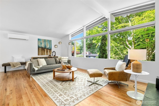 5 Wembley Ln, Mercer Island, WA 98040 - living room with an AC wall unit, wood finished floors, and baseboards