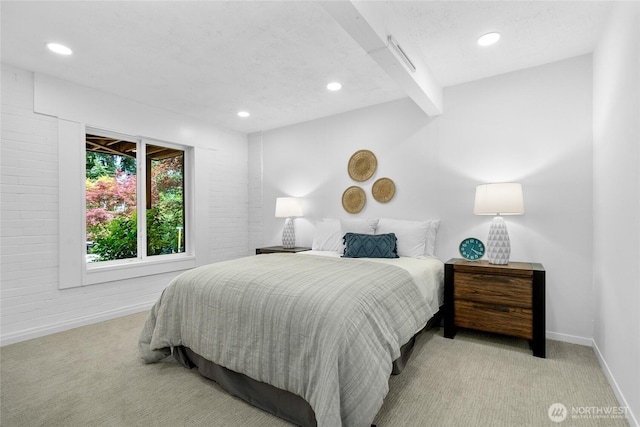 5 Wembley Ln, Mercer Island, WA 98040 - bedroom with light colored carpet, baseboards, recessed lighting, and beam ceiling