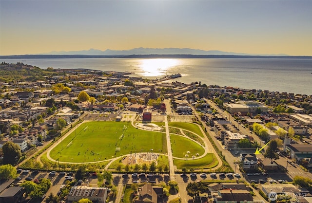 656 Daley St Unit 102, Edmonds, WA 98020 - aerial perspective of suburban area featuring a water and mountain view