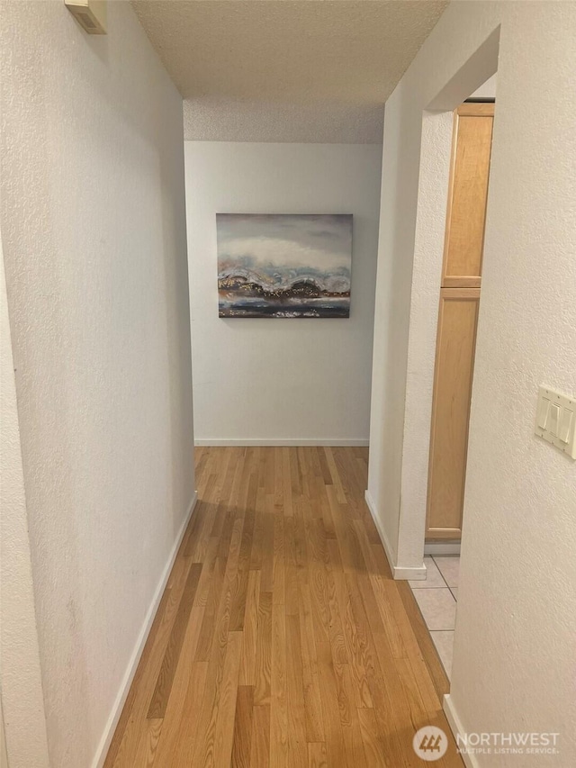 8627 25th Ave SW Unit B, Seattle, WA 98106 - corridor featuring light wood-style flooring, baseboards, a textured wall, and a textured ceiling