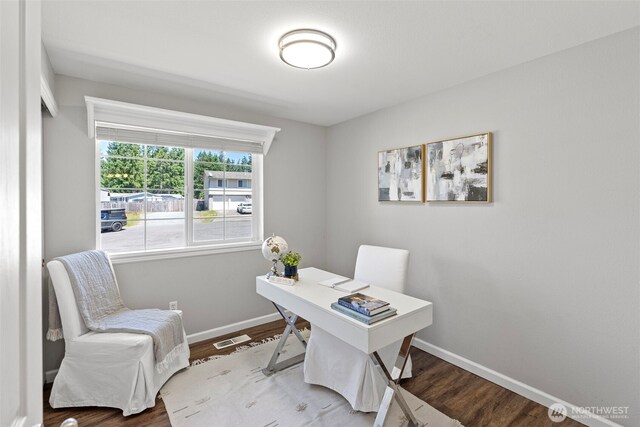 8908 216th Street Ct E, Graham, WA 98338 - office area with baseboards and wood finished floors
