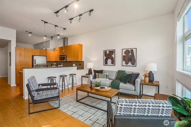 17 W Mercer St Unit 218, Seattle, WA 98119 - living area with light wood-style flooring, healthy amount of natural light, and track lighting