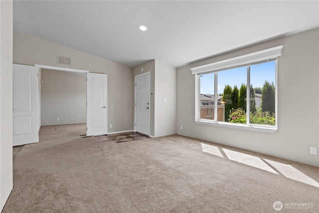 3516 Meadowbrook Ln SE, Lacey, WA 98503 - unfurnished bedroom with carpet flooring, vaulted ceiling, and recessed lighting