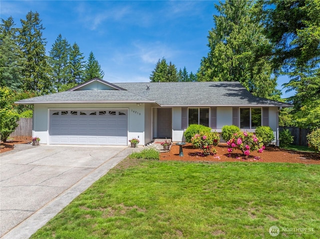 14210 NE 63rd Ct, Redmond, WA 98052 - ranch-style house featuring a garage, concrete driveway, stucco siding, and roof with shingles