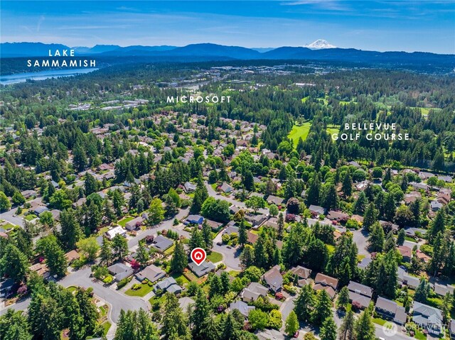 14210 NE 63rd Ct, Redmond, WA 98052 - aerial view of residential area with a mountainous background