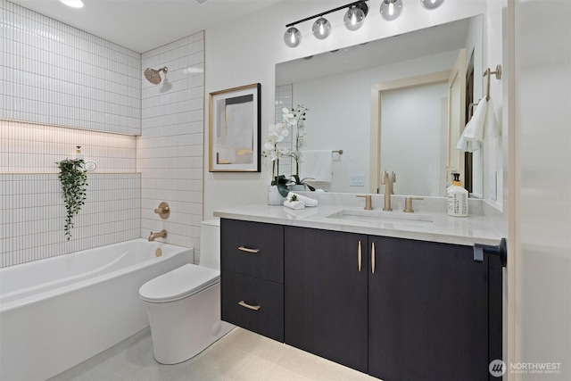7118 177th St SW, Edmonds, WA 98026 - full bathroom with vanity, shower / bath combination, and toilet