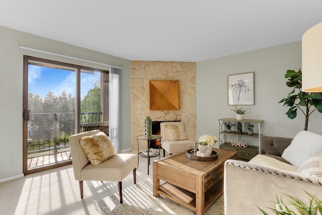 14513 127th Ln NE Unit N46, Kirkland, WA 98034 - living area with a fireplace and carpet