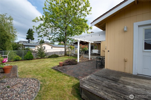5419 N Court St, Ruston, WA 98407 - view of yard with a pergola, a patio area, and a wooden deck