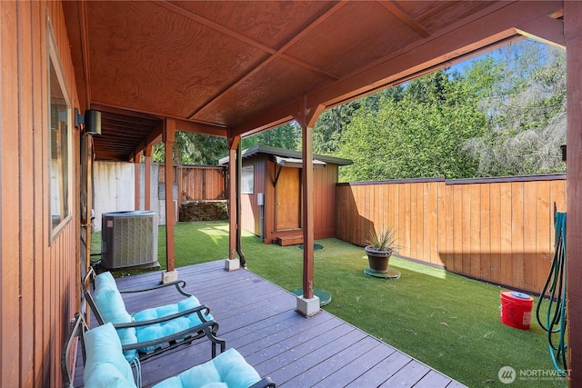 51 E Glamis Ct, Shelton, WA 98584 - wooden deck with central air condition unit