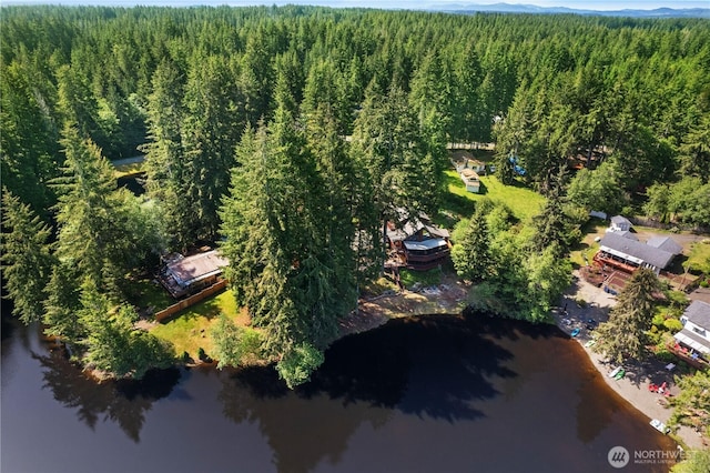 51 E Glamis Ct, Shelton, WA 98584 - aerial view of property and surrounding area featuring a forest and a nearby body of water