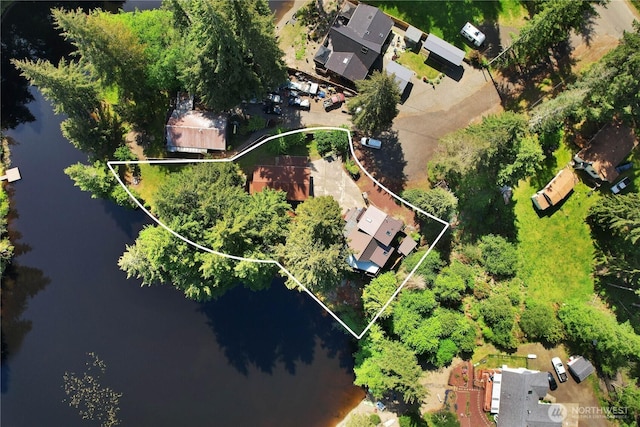 51 E Glamis Ct, Shelton, WA 98584 - aerial view of property's location featuring property boundaries highlighted and a nearby body of water