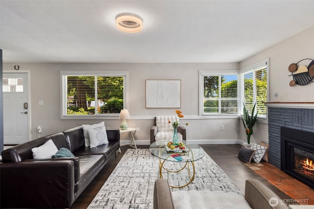 19027 37th Ave S, Seatac, WA 98188 - living area with a fireplace and dark wood-type flooring
