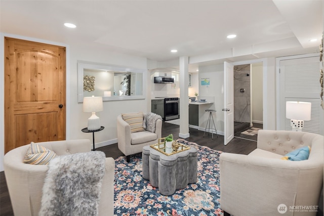 19027 37th Ave S, Seatac, WA 98188 - living area with baseboards, wood finished floors, and recessed lighting