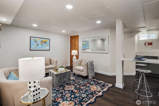 19027 37th Ave S, Seatac, WA 98188 - living area featuring dark wood-type flooring, baseboards, and recessed lighting