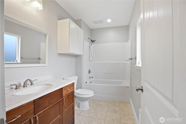 45885 Division St, Concrete, WA 98237 - bathroom with vanity, toilet, and bathing tub / shower combination