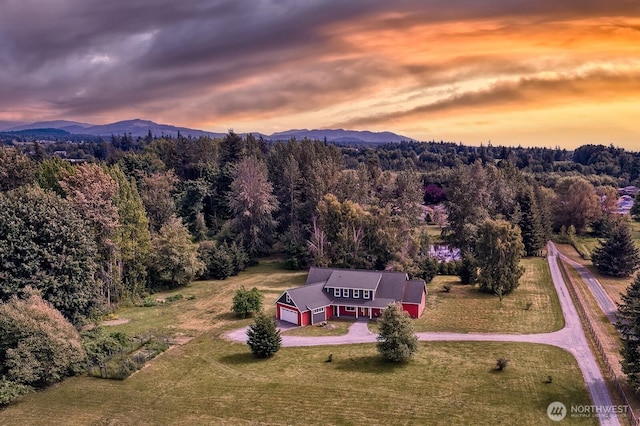 936 W Axton Rd, Bellingham, WA 98226 - aerial view at dusk of a wooded view and a mountain view