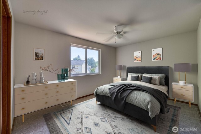 912 Eagle Crest Pl, Port Orchard, WA 98366 - bedroom featuring light carpet, a ceiling fan, and baseboards
