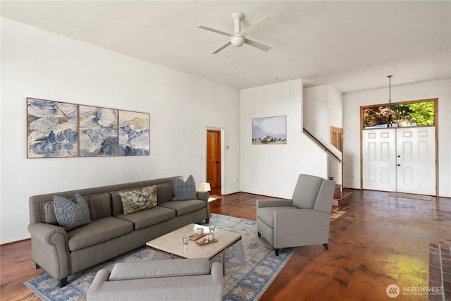 160 Bywater Way, Port Ludlow, WA 98365 - living room featuring ceiling fan and wood finished floors