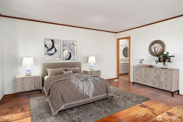 160 Bywater Way, Port Ludlow, WA 98365 - bedroom featuring ornamental molding, wood finished floors, and baseboards