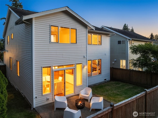 7522 NE 204th Pl, Kenmore, WA 98028 - rear view of property with a fire pit and a patio area