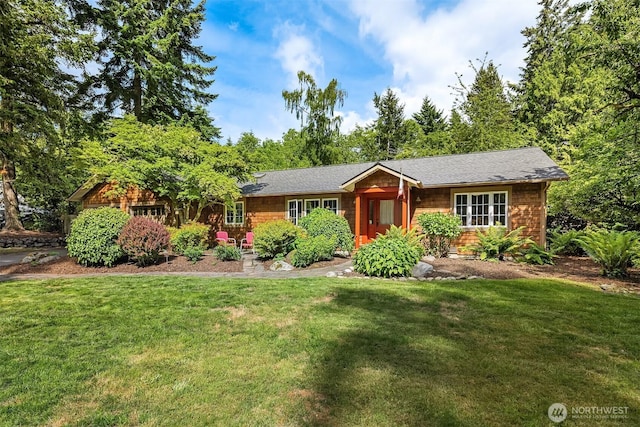 11002 Hyla Ave NE, Bainbridge Island, WA 98110 - ranch-style house featuring a front yard and a shingled roof
